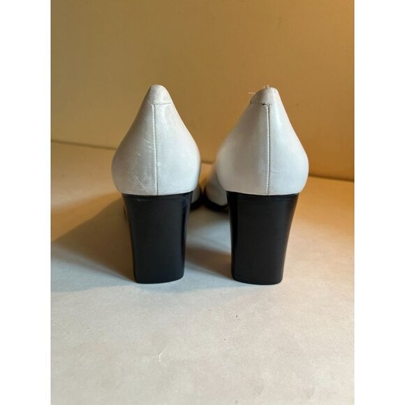 NEW Ralph Lauren Vintage Oxford Brogue Cap Toe Heels Shoe White Yellow 8 B - Picture 6 of 8